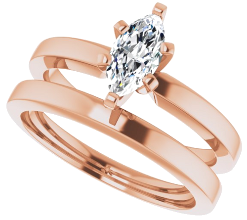14K Rose 8x4 mm Marquise Solitaire Engagement Ring Mounting (10)