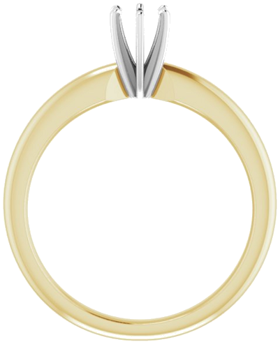 14K Yellow White 4.2-4.9 mm Round 6-Prong Solitaire Ring Mounting (2)