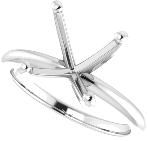 14K White  9 mm Asscher Solitaire Engagement Ring Mounting (5)