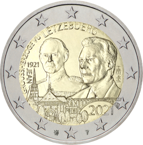 2021 Luxembourg Jean's 100th birthday 2 euro coin (1)