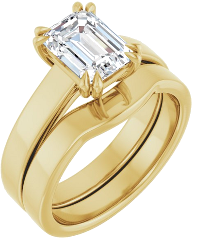 14K Yellow 8x6 mm Emerald Engagement Ring Mounting (6)