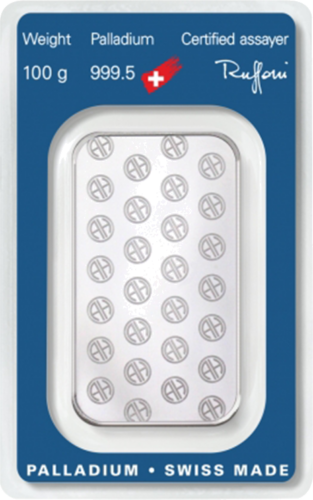 100 g Palladium Bar .995 Argor-Heraeus Switzerland (2)