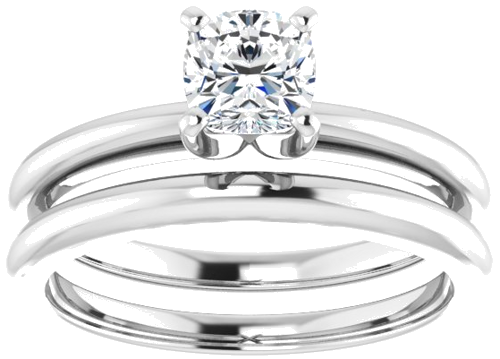 14K White  5 mm Cushion Solitaire Engagement Ring Mounting (8)