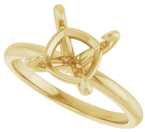 14K Yellow  8x8 mm Cushion Solitaire Engagement Ring Mounting (5)