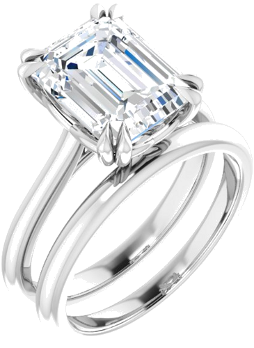 Sužadėtuvių Žiedas „Solitaire“ 585 Baltojo Aukso Emerald 10mm x 8mm (6)