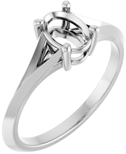 Sužadėtuvių Žiedas „Solitaire“ 585 Baltojo Aukso Oval 7mm x 5mm (1)