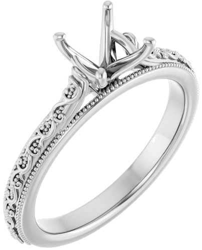 14K White  6.5 mm Round Solitaire Engagement Ring Mounting (1)