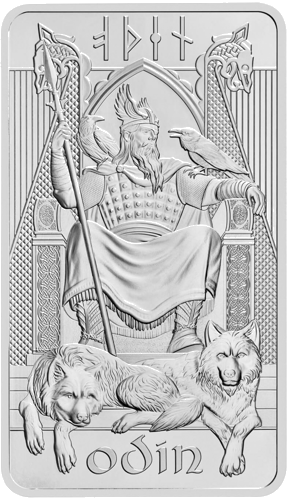 1 oz Odin Norvegų Mitologijos Dievai sidabrinis luitas (1)