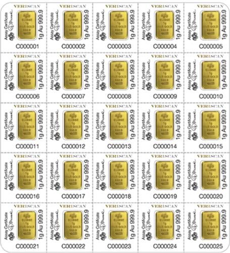 25 х 1 г Инвестиционные золотые слитки PAMP Fortuna Multigram (8)