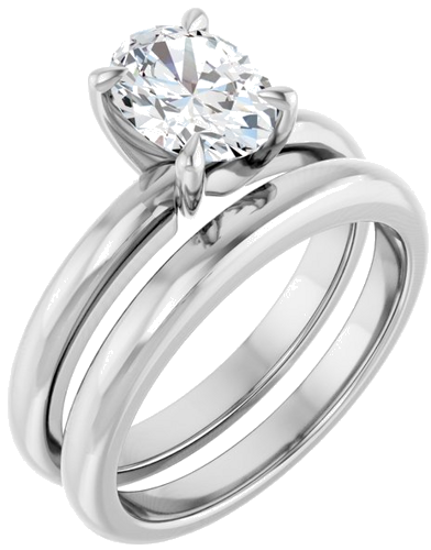 Sužadėtuvių Žiedas „Solitaire“ 585 Baltojo Aukso Oval 8mm x 6mm (6)