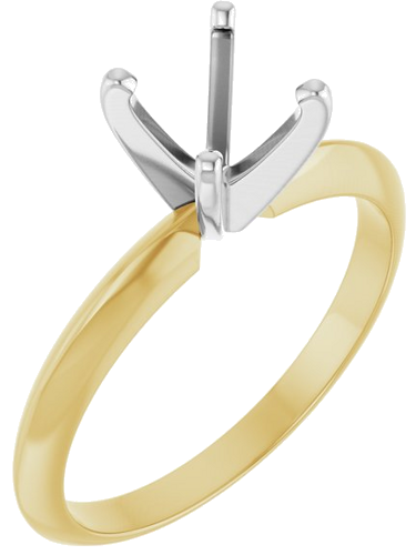14K Yellow White 6-6.6 mm Round 4-Prong Light Solitaire Ring Mounting (1)