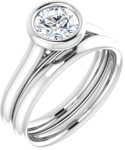 14K White  6 mm Round Solitaire Engagement Ring Mounting (6)