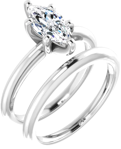 14K White  10x5 mm Marquise Solitaire Engagement Ring Mounting (6)