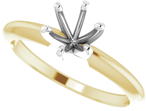 Sužadėtuvių Žiedas „Solitaire“ 585 Baltojo Ir Geltonojo Aukso Round 5.7mm x 6mm (5)