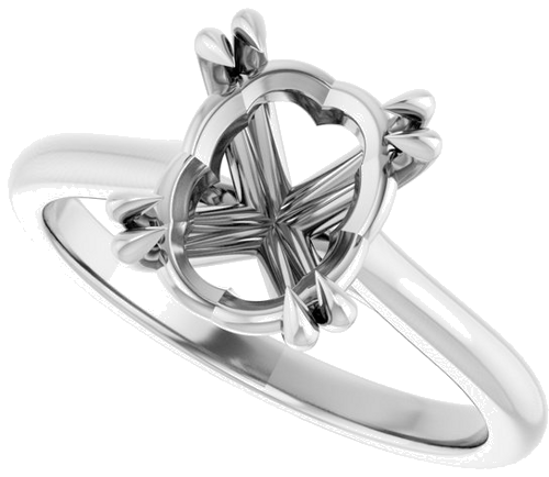 Sužadėtuvių Žiedas „Solitaire“ 585 Baltojo Aukso Oval 10mm x 8mm (5)