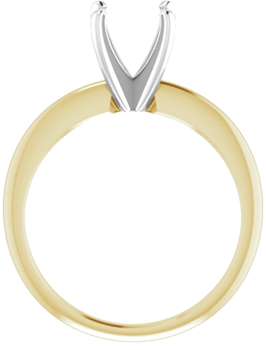 14K Yellow   White 7.3-7.7 mm Round 4-Prong Comfort-fit Solitaire Ring Mounting (2)