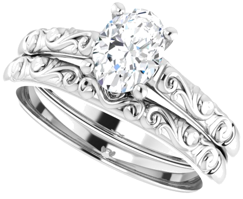 Sužadėtuvių Žiedas „Solitaire“ 585 Baltojo Aukso Oval 7mm x 5mm (9)