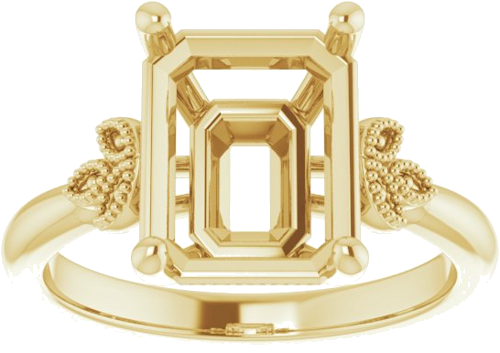 14K Yellow 10x8 mm Emerald Solitaire Engagement Ring Mounting (3)