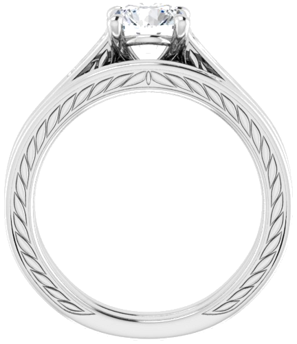 Sužadėtuvių Žiedas „Scroll Solitaire“ 585 Baltojo Aukso Round 6.5mm (7)