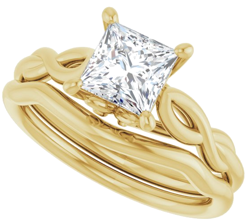 14K Yellow  5.5 mm Square Solitaire Engagement Ring Mounting (10)