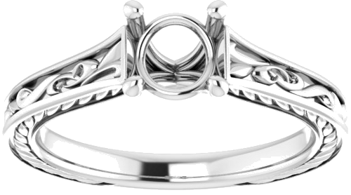 Sterling Silver  6 mm Round Solitaire Engagement Ring Mounting (3)