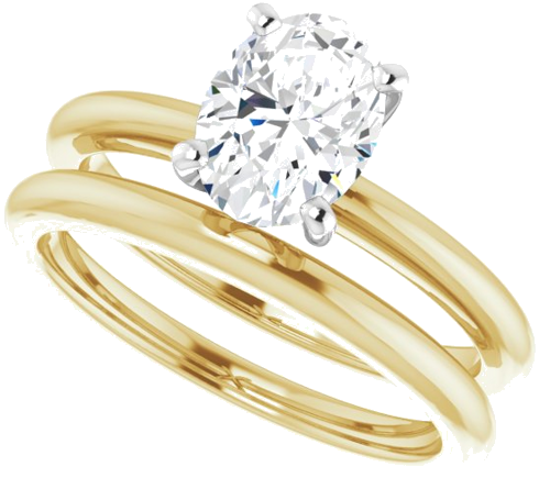 Sužadėtuvių Žiedas „Solitaire“ 750 Baltojo Ir Geltonojo Aukso Oval 8mm x 6mm (10)