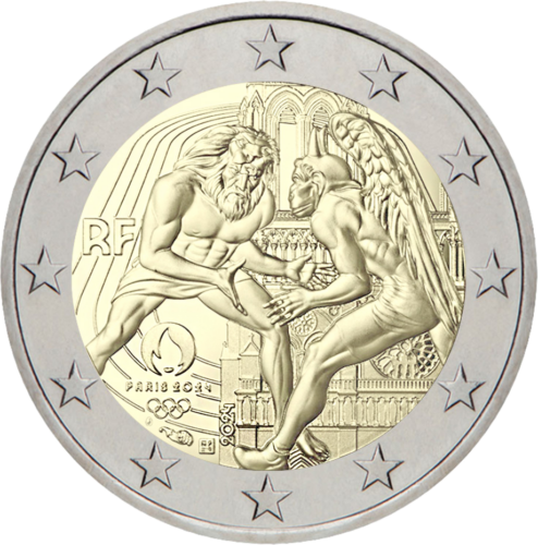 2024 Франция Париж Олимпийски игри 2 евро BU монета (3)