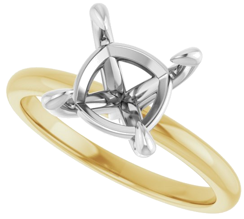 14K Yellow White 8 x 8 mm Cushion Engagement Ring Mounting (5)