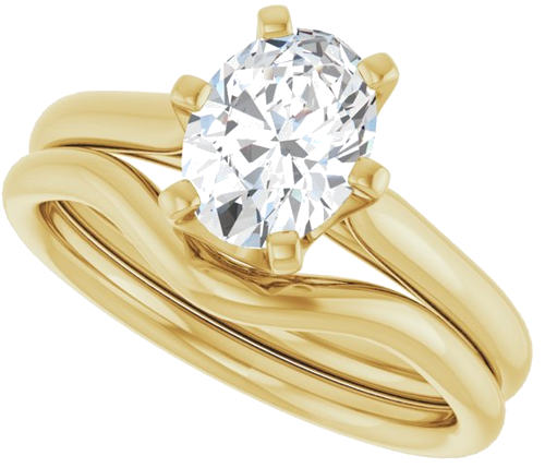 Sužadėtuvių Žiedas „Solitaire“ 585 Geltonojo Aukso Oval 8mm x 6mm (10)