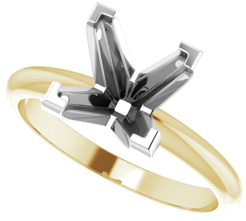 14K Yellow White 7.5 mm Square V-End 4-Prong Engagement Ring Mounting (5)