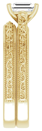 Sužadėtuvių Žiedas „Solitaire Sculptural“ 14k yellow gold Emerald 6mm x 4mm (9)