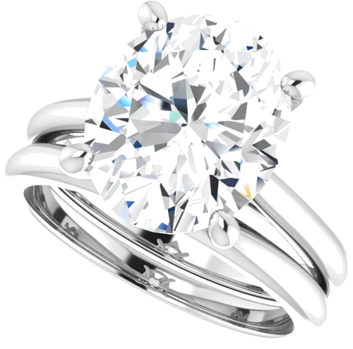 14K White 12x10 mm Oval Solitaire Engagement Ring Mounting (10)