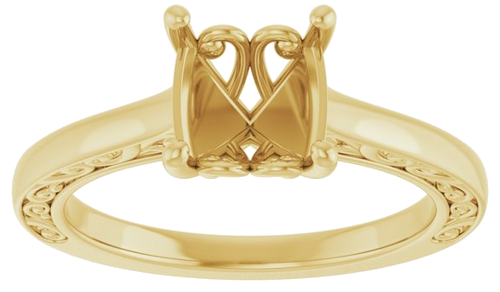 14K Yellow  8 mm Round Solitaire Engagement Ring Mounting (3)