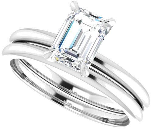 Sužadėtuvių Žiedas „Solitaire“ 750 Baltojo Aukso Emerald 7mm x 5mm (10)