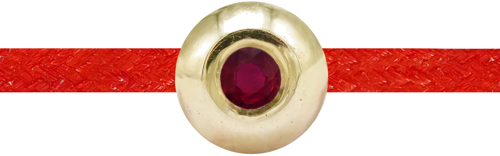 Red thread bracelet with a gold bead and ruby (2)