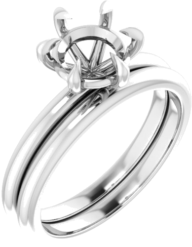 14K White 7.4 mm Round Solitaire Engagement Ring Mounting (5)