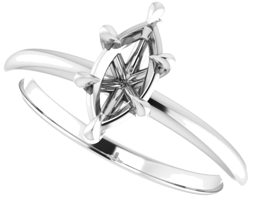 Sužadėtuvių Žiedas „Solitaire“ 585 Baltojo Aukso Marquise 9mm x 4.5mm (5)