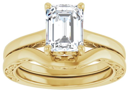 14K Yellow  8x6 mm Emerald Solitaire Engagement Ring Mounting (8)