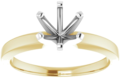 14K Yellow White 6.5 mm Round Solitaire Engagement Ring Mounting (3)