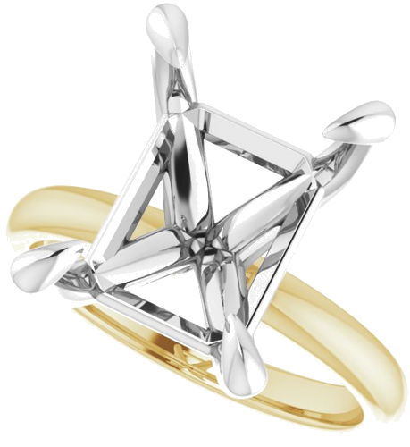 14K Yellow White 12 x 10 mm Emerald Engagement Ring Mounting (5)