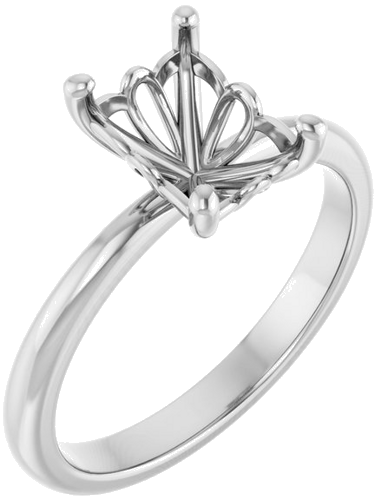 14K White 8x6 mm Emerald Solitaire Engagement Ring Mounting (1)