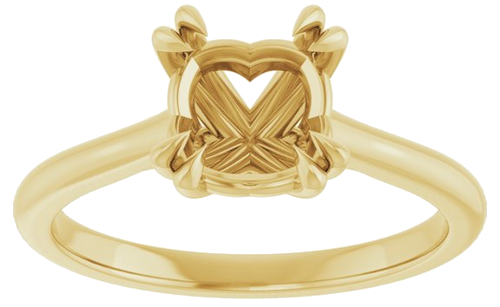 14K Yellow 7 mm Cushion Solitaire Engagement Ring Mounting (3)
