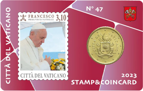 2023 Vatican Coat of Arms of Francis 50 cent coin on BU card with stamp (2)