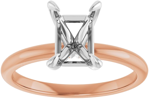 Sužadėtuvių Žiedas „Solitaire“ 585 Baltojo Ir Rožinis Aukso Emerald 8mm x 6mm (3)