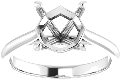 14K White 8 mm Cushion Solitaire Engagement Ring Mounting (3)