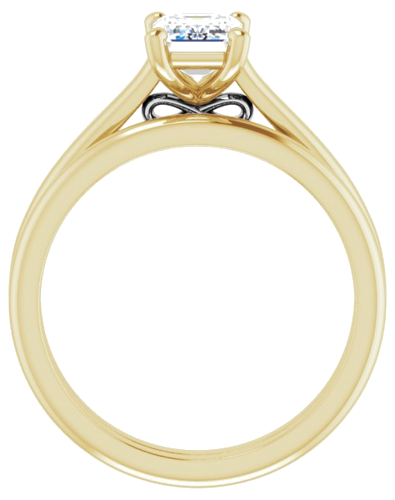 14K Yellow   White  7x5 mm Emerald Solitaire Engagement Ring Mounting (7)