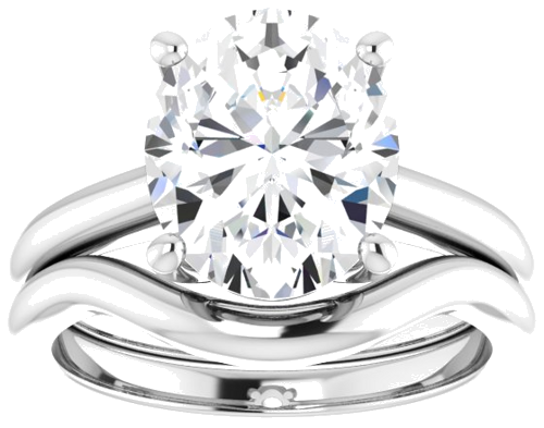 Sužadėtuvių Žiedas 585 Baltojo Aukso Oval 11mm x 9mm (8)