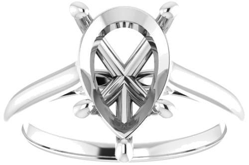 14K White  12x8 mm Pear Solitaire Engagement Ring Mounting (3)