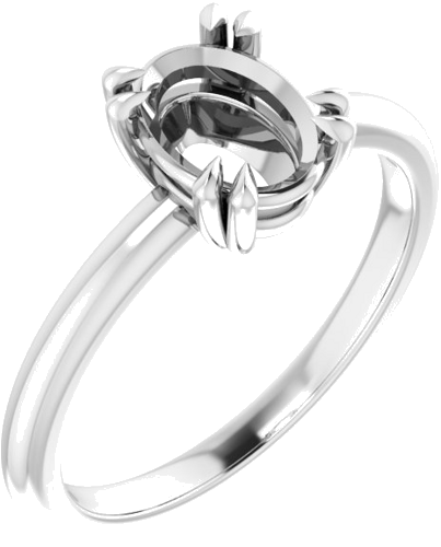 14K White 8x6 mm Oval Solitaire Engagement Ring Mounting (1)