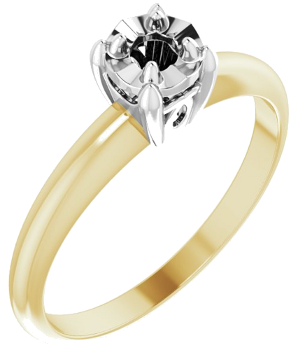14K Yellow   White 2.5 mm Round 4-Prong Illusion Solitaire Ring Mounting (1)
